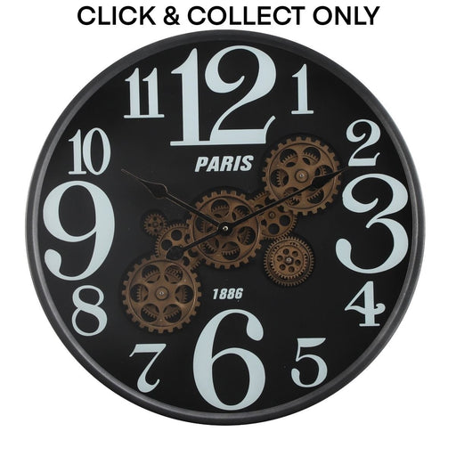 Cog Wall Clock Modern Paris 60cm - Black - Kitchen Antics