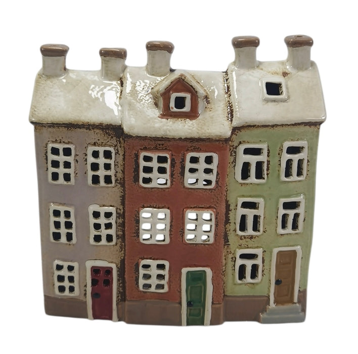 Cottage Tealight - Coloured Door Triple House