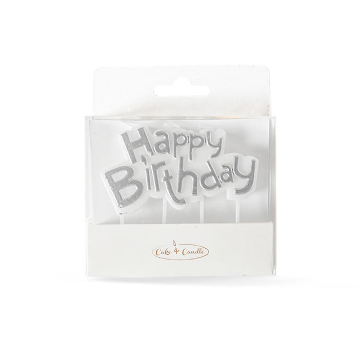 Cake & Candle Cake Candle Plaque - Happy Birthday Silver