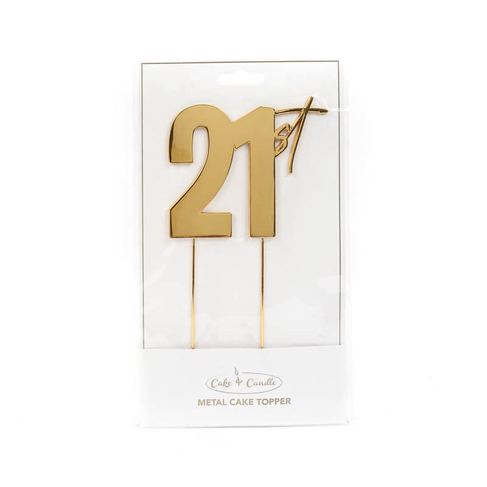 Cake & Candle Cake Topper - Gold 21st