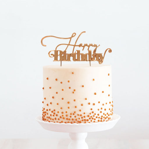 Cake & Candle Cake Topper - Rose Gold Happy Birthday 1