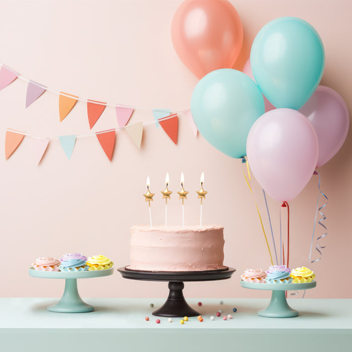 Cake & Candle Gold Star Candle Pack of 4