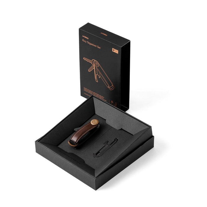 Orbitkey Organiser & Multitool Set - Leather Brown With Brown Stitching
