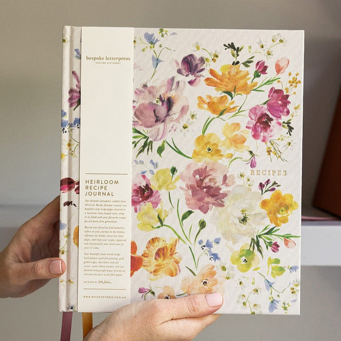 Bespoke Letterpress Heirloom Recipe Book - Ranunculus