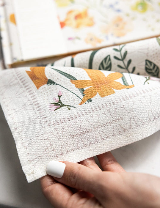 Bespoke Letterpress Tea Towel 100% Linen - Daffodil