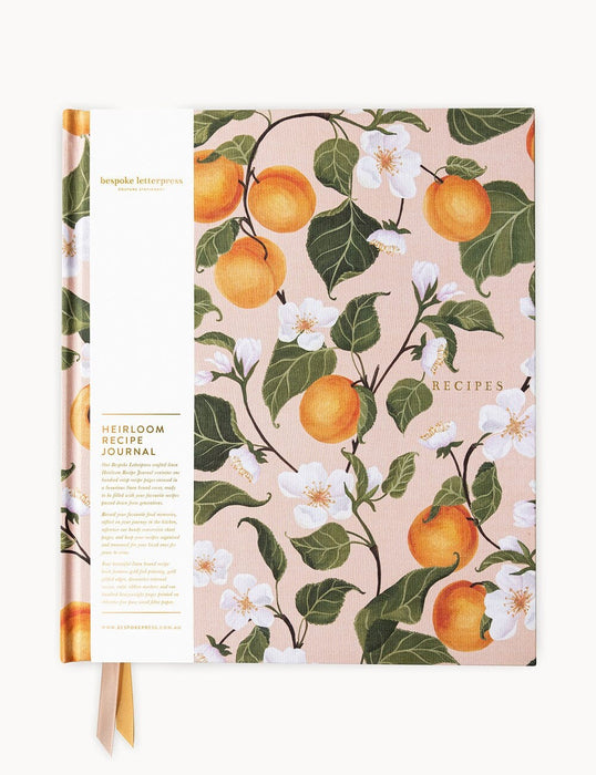 Bespoke Letterpress Heirloom Recipe Book Journal - Peaches