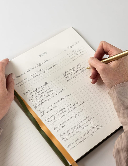 Bespoke Letterpress Heirloom Recipe Book Journal - Basil Green