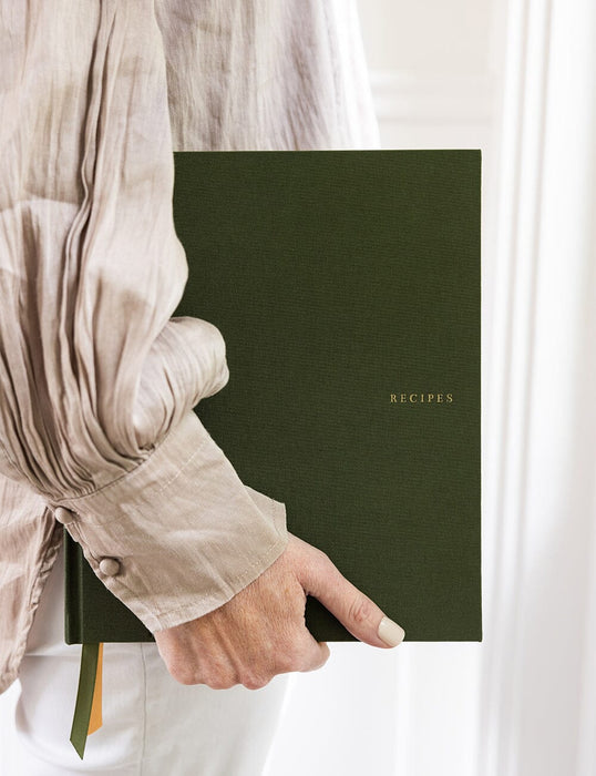 Bespoke Letterpress Heirloom Recipe Book Journal - Basil Green