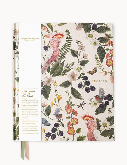 Bespoke Letterpress Heirloom Recipe Book Journal - Cockatoo