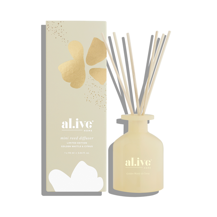 al.ive a Season to Sparkle - Mini Reed Diffuser - Golden Wattle & Citrus