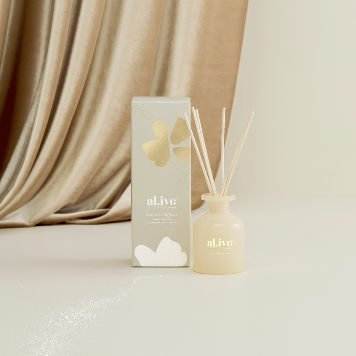 al.ive a Season to Sparkle - Mini Reed Diffuser - Golden Wattle & Citrus