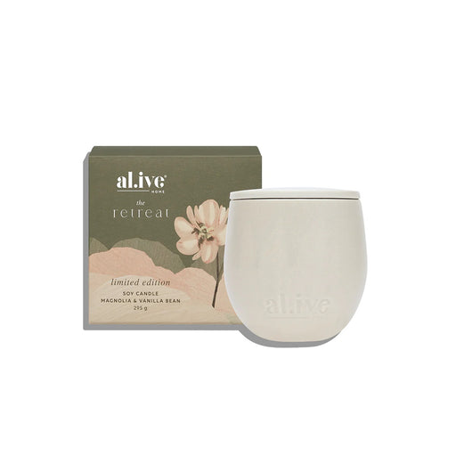 al.ive retreat magnolia & vanilla bean soy candle