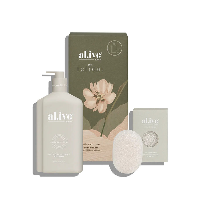 al.ive retreat shower gift set - sea cotton & coconut