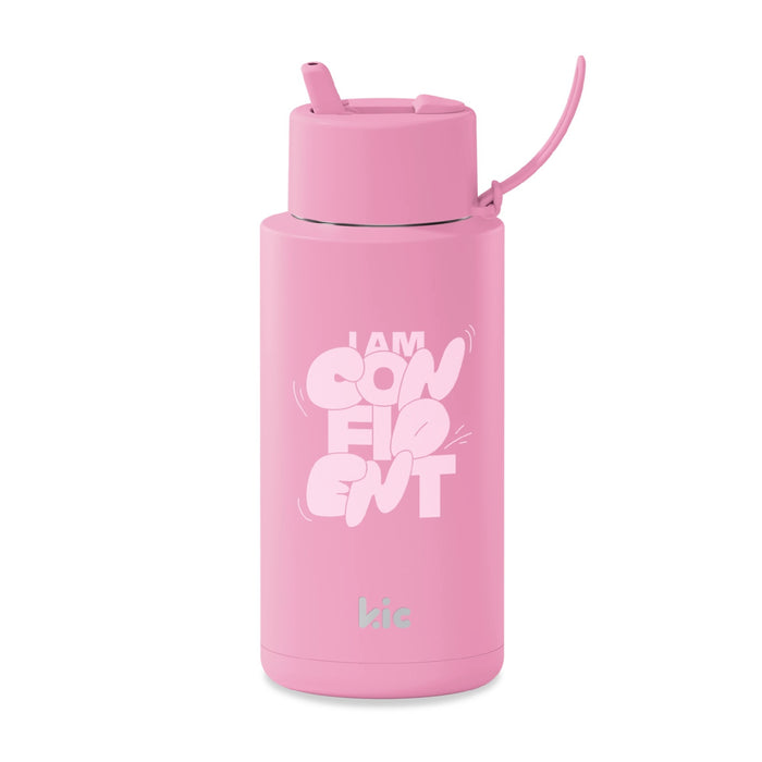 Frank Green Ceramic Reusable Bottle 34oz / 1000ml - KIC Flamingo Pink - Confident