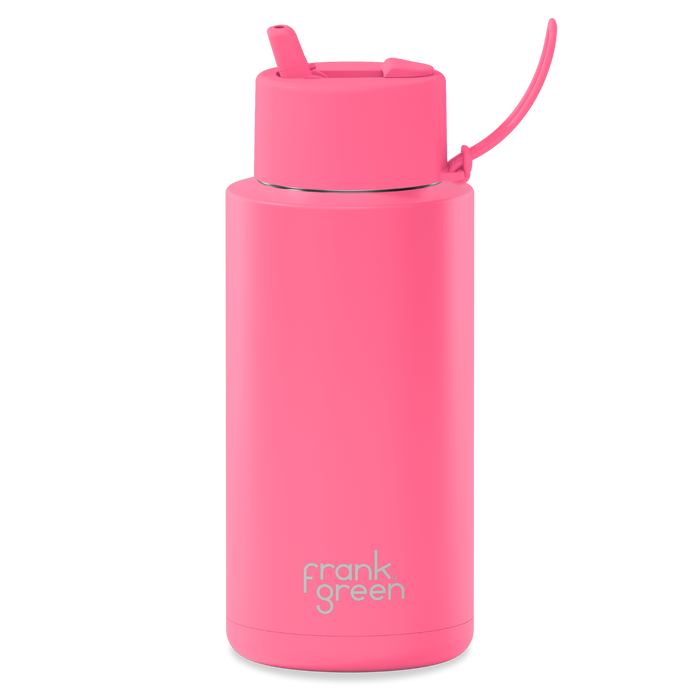 Frank Green Ceramic Reusable Bottle w/flip Lid 34oz / 1000ml - Bubblegum Blast