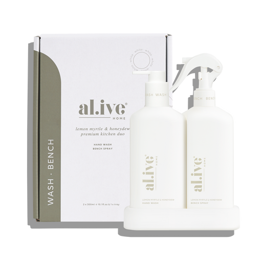 al.ive Kitchen Duo Dishwashing Liquid & Bench Spray + Tray - Lemon Myrtle & Honeydew