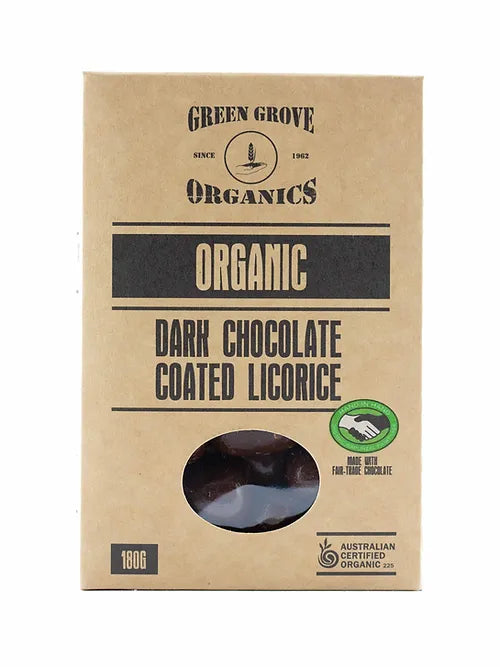 Green Grove Organic Dark Chocolate Coated Licorice 180g - Kitchen Antics