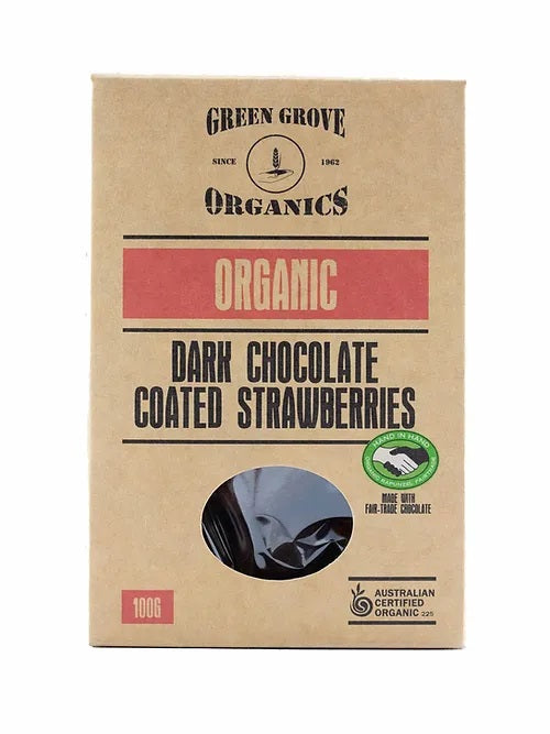 Green Grove Organic Dark Chocolate Coated Strawberries 100g - Kitchen Antics