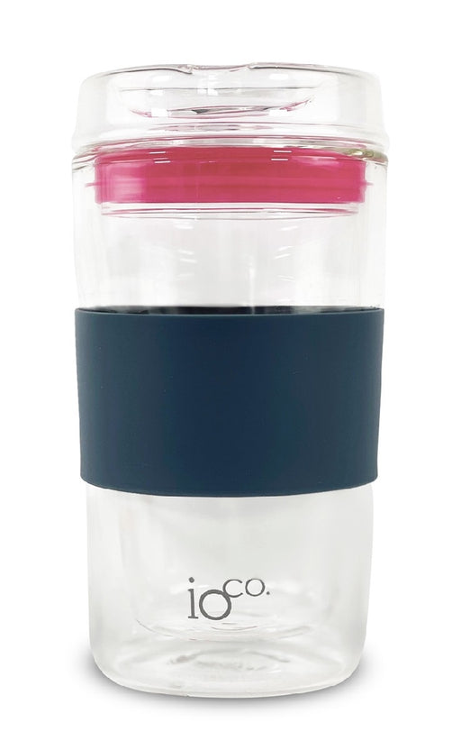 Ioco Glass Travel Mug 12oz - Midnight Blue/Hot Pink - Kitchen Antics