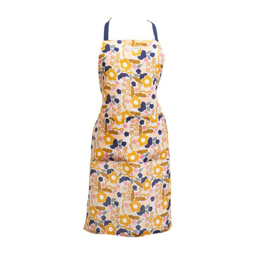 Annabel Apron - Linen - Floral Puzzle Mustard - Kitchen Antics