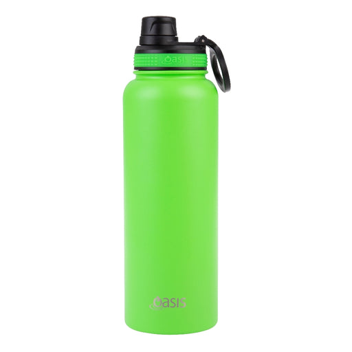 Oasis S/S Insulated Sports Bottle w/Screw Cap 1.1L - Neon Green - Kitchen Antics