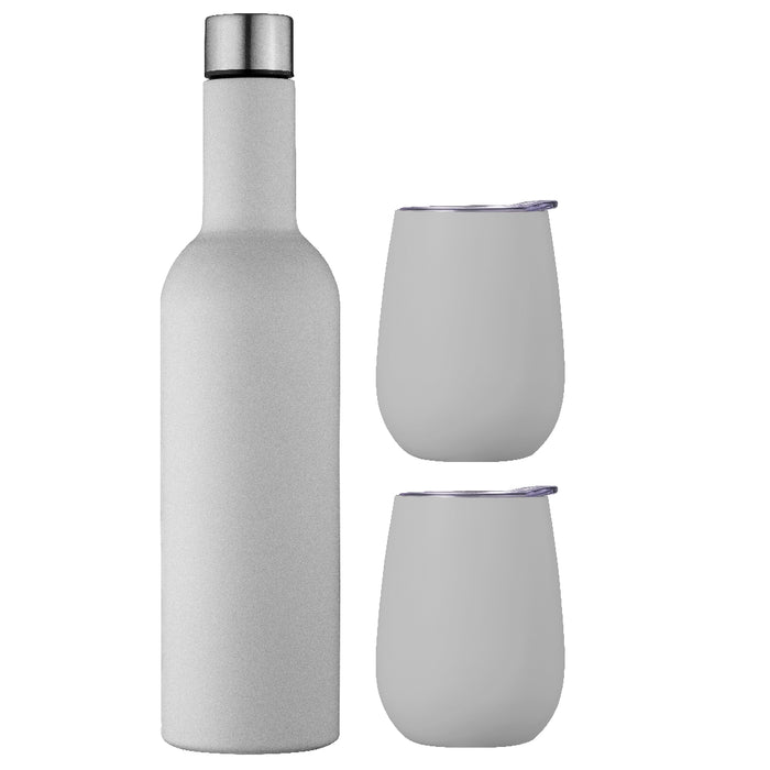 Avanti Double Wall Insulated Wine Traveller Set - Dove Grey - Kitchen Antics