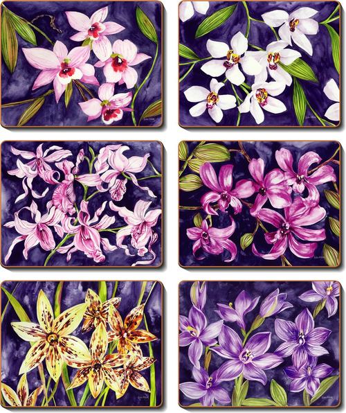 Cinnamon 'Orchid Garden' Placemats Set of 6 - Kitchen Antics