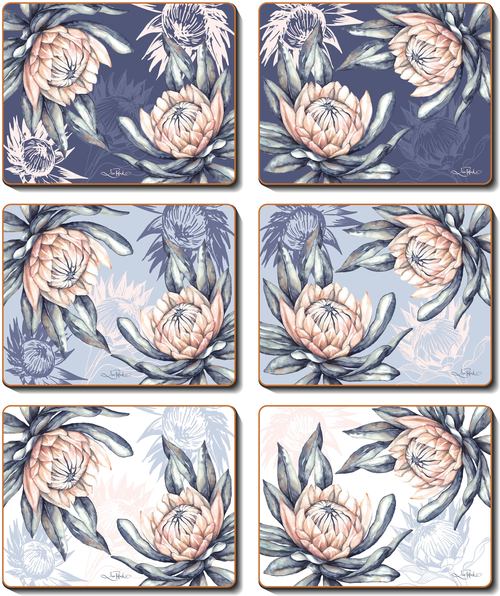 Cinnamon 'Protea' Coasters Set of 6 - Kitchen Antics