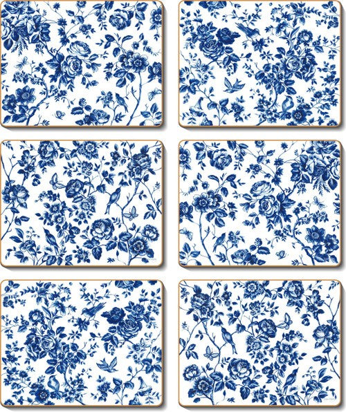 Cinnamon 'French Rose Toile' Coasters Set of 6 - Kitchen Antics