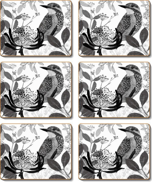 Cinnamon 'Kingfisher & Waratah' Coasters Set of 6 - Kitchen Antics