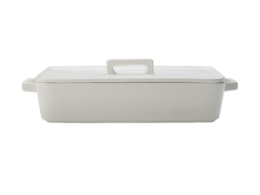 MW Epicurious Rectangular Baker with Lid 32x22.5x7cm White Gift Boxed