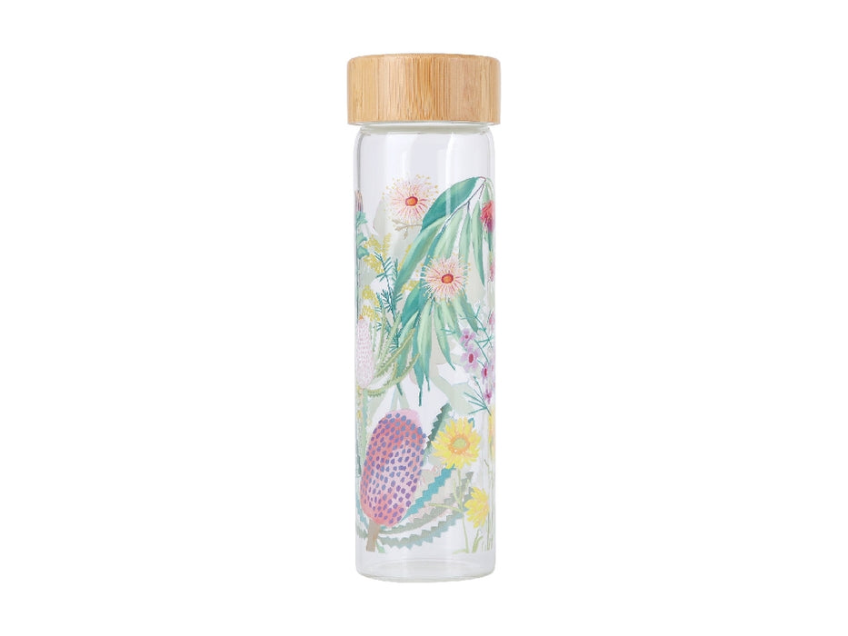 MW Royal Botanic Gardens Native Blooms Glass Water Bottle 550ML - Kitchen Antics