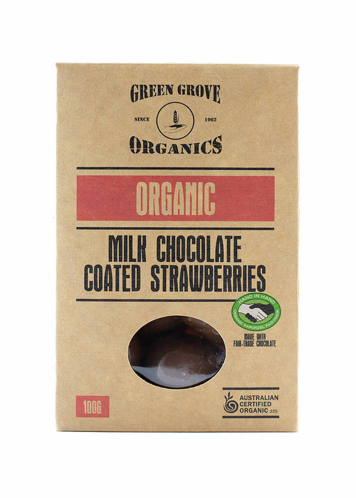 Green Grove Organic Milk Chocolate Coated Strawberries 100g - Kitchen Antics