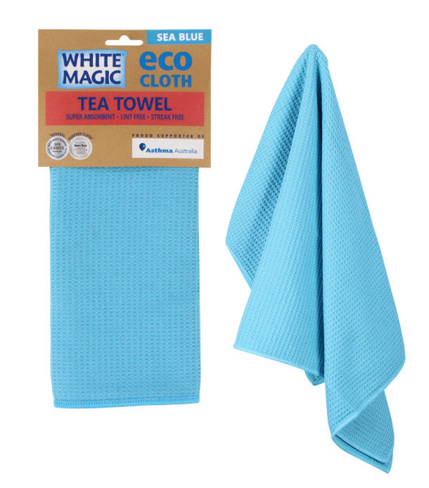 White Magic Tea Towel Eco Cloth - Sea Blue - Kitchen Antics