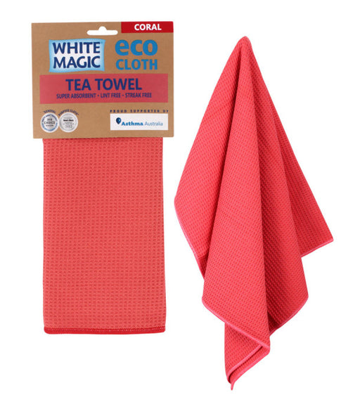 White Magic Tea Towel Eco Cloth - Coral - Kitchen Antics