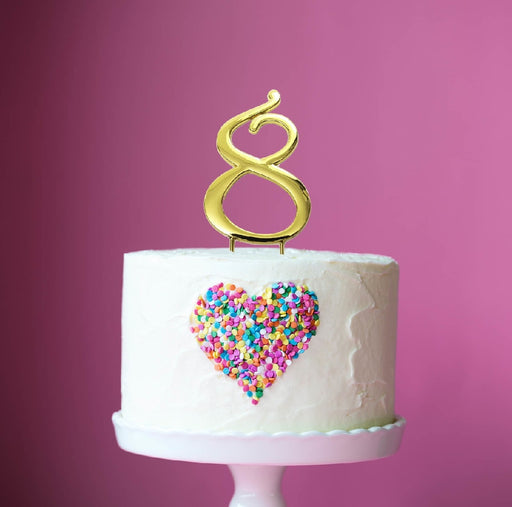 Cake & Candle Cake Topper - Gold #8 - Kitchen Antics