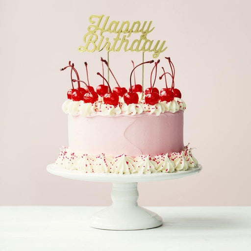 Cake & Candle Cake Topper - Gold Happy Birthday 1 - Kitchen Antics
