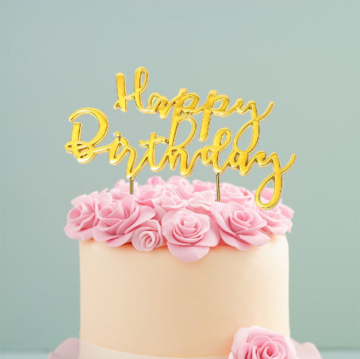 Cake & Candle Cake Topper - Gold Happy Birthday 2 - Kitchen Antics