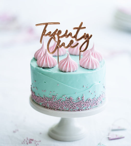 Cake & Candle Cake Topper - Rose Gold Twenty One - Kitchen Antics