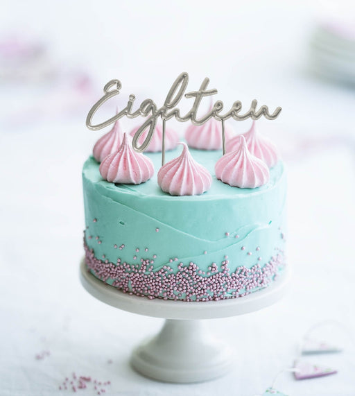 Cake & Candle Cake Topper - Silver Eighteen - Kitchen Antics
