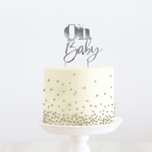 Cake & Candle Cake Topper - Silver Oh Baby - Kitchen Antics