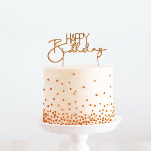 Cake & Candle Cake Topper - Rose Gold Happy Birthday 2 - Kitchen Antics