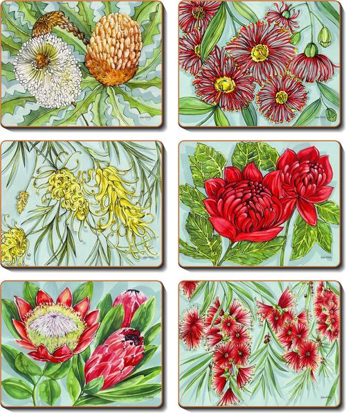 Cinnamon 'Bush Blooms' Coasters Set of 6 - Kitchen Antics